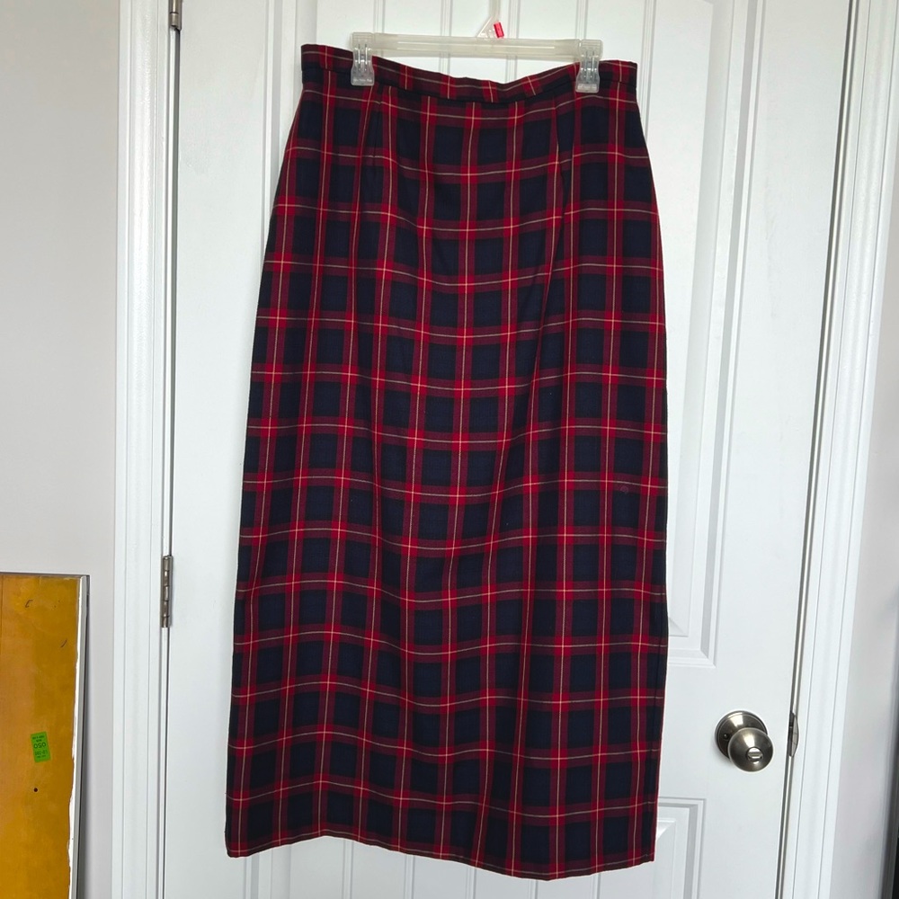 Red & Navy Plaid Skirt